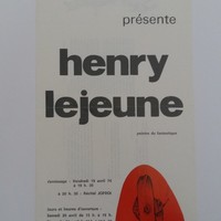 Affiche pour l'exposition Henry Lejeune , au foyer culturel (Haine-Saint-Pierre) , du 19 au 28 avril 1974.